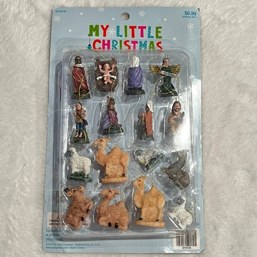 My Little Christmas Miniature Nativity Set Themed Ornaments - 16 Count